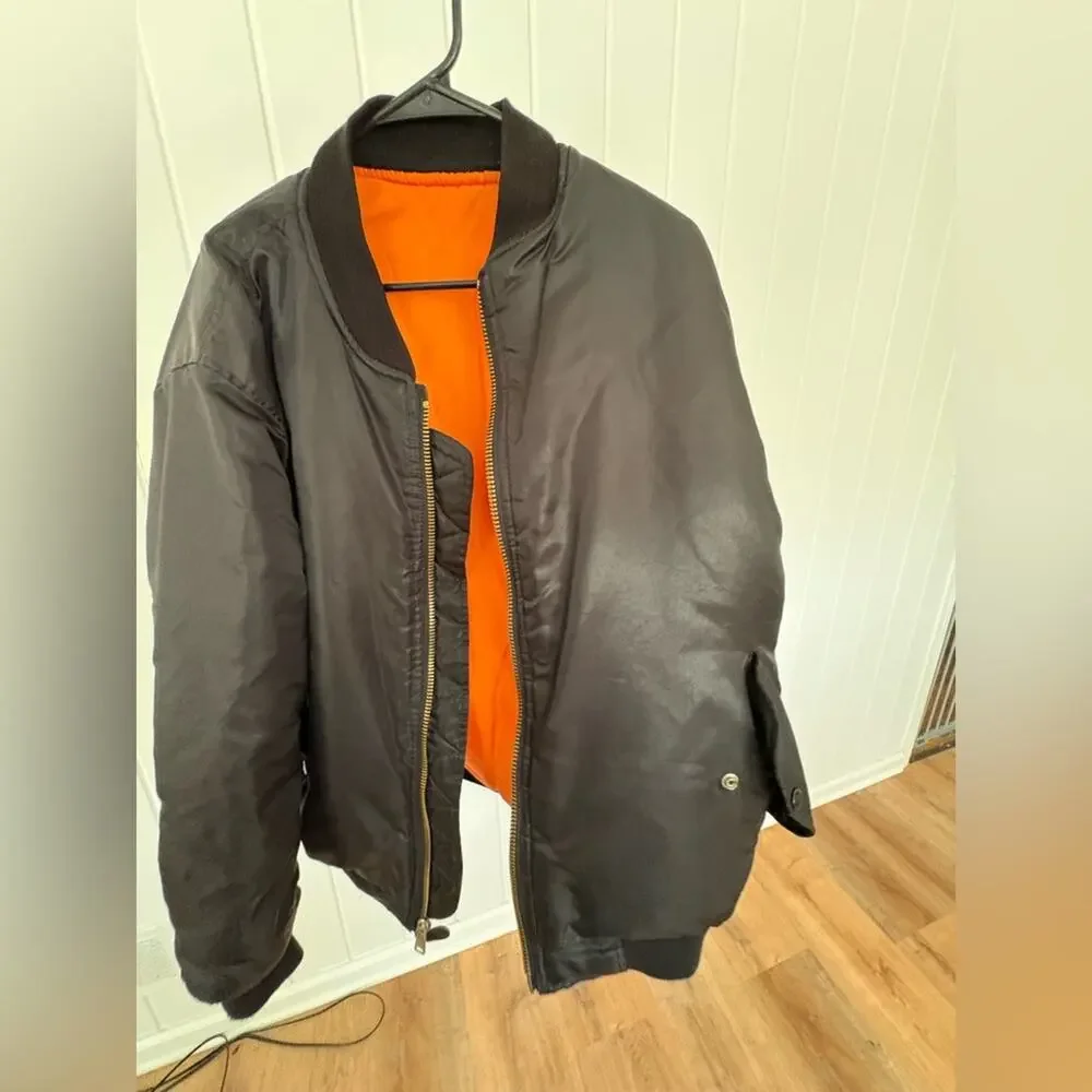 80s Arctic Pole Reversible Military Flight Bomber Jacket Size Large